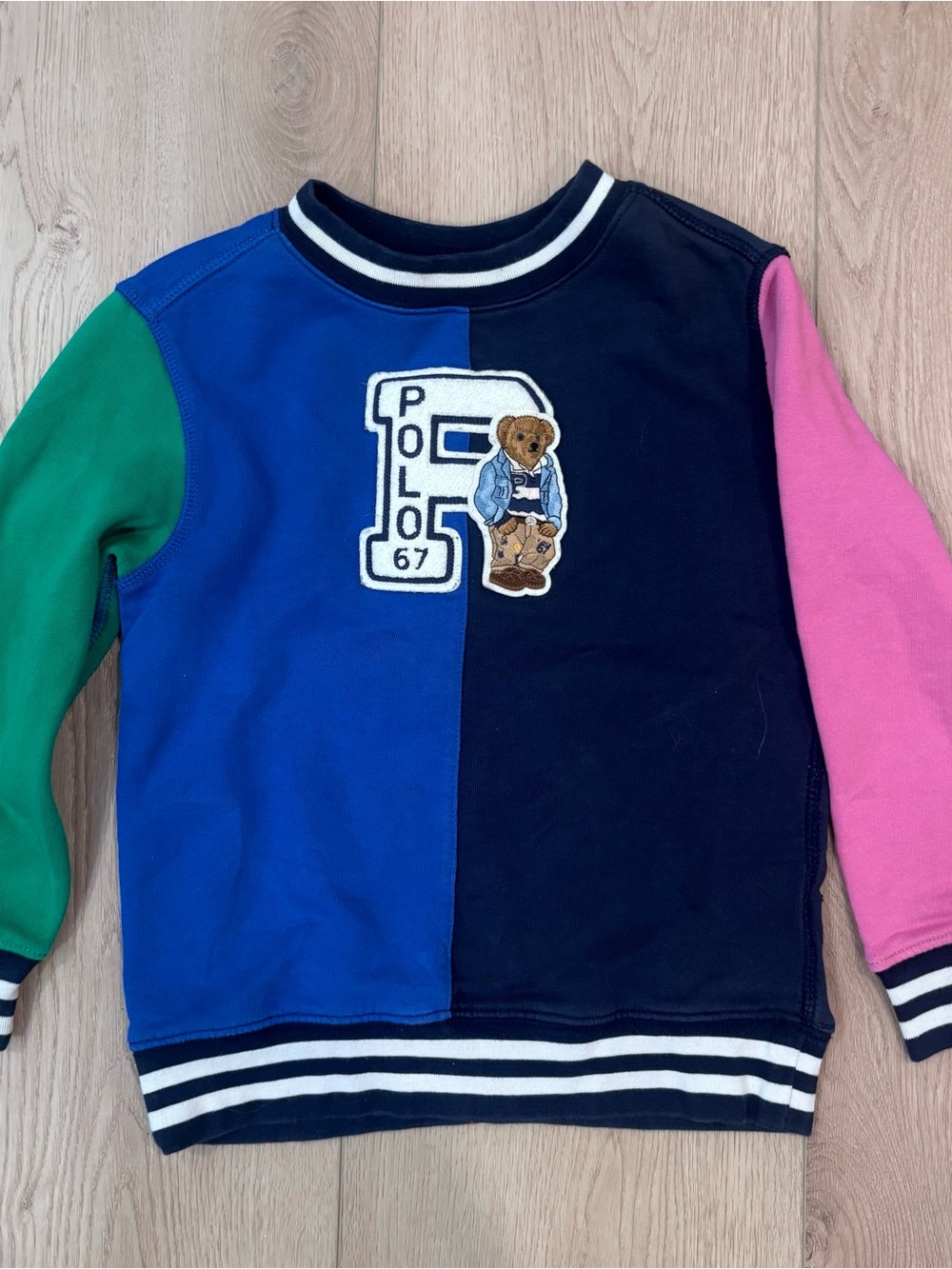 Polo by Ralph Lauren Colorblock Bear Crewneck Sweatshirt Kids Size 6